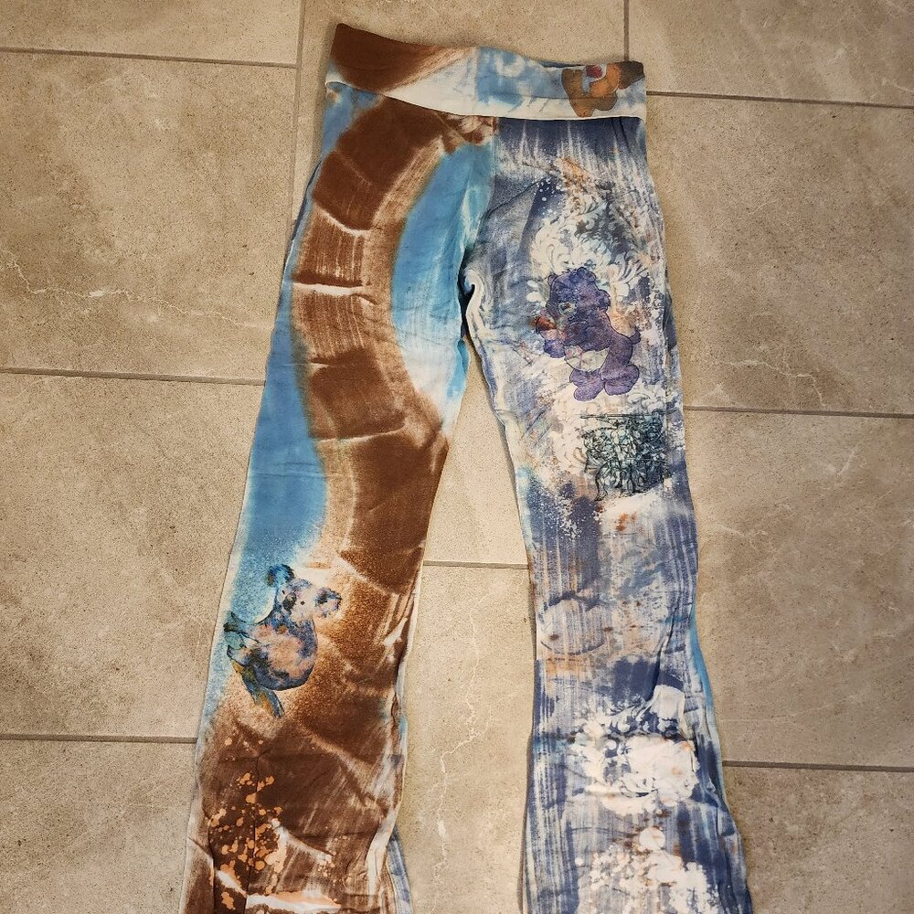 Handmade Tie dye leggings Care Bears TMNT print retro leggings Size M